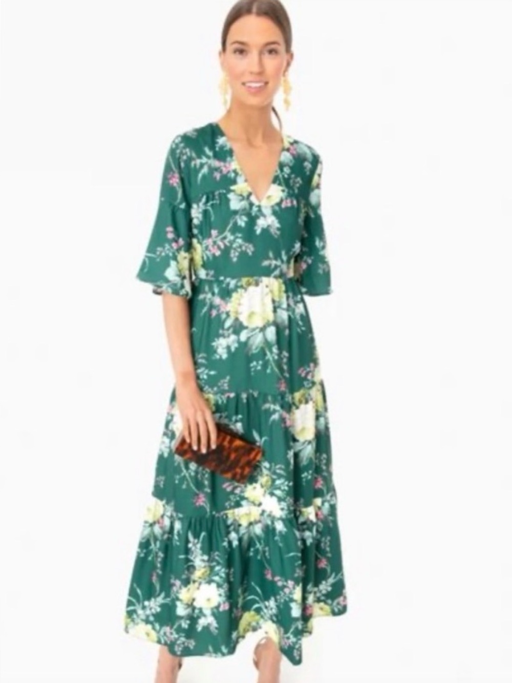 Tuckernuck green floral Ginger maxi dress